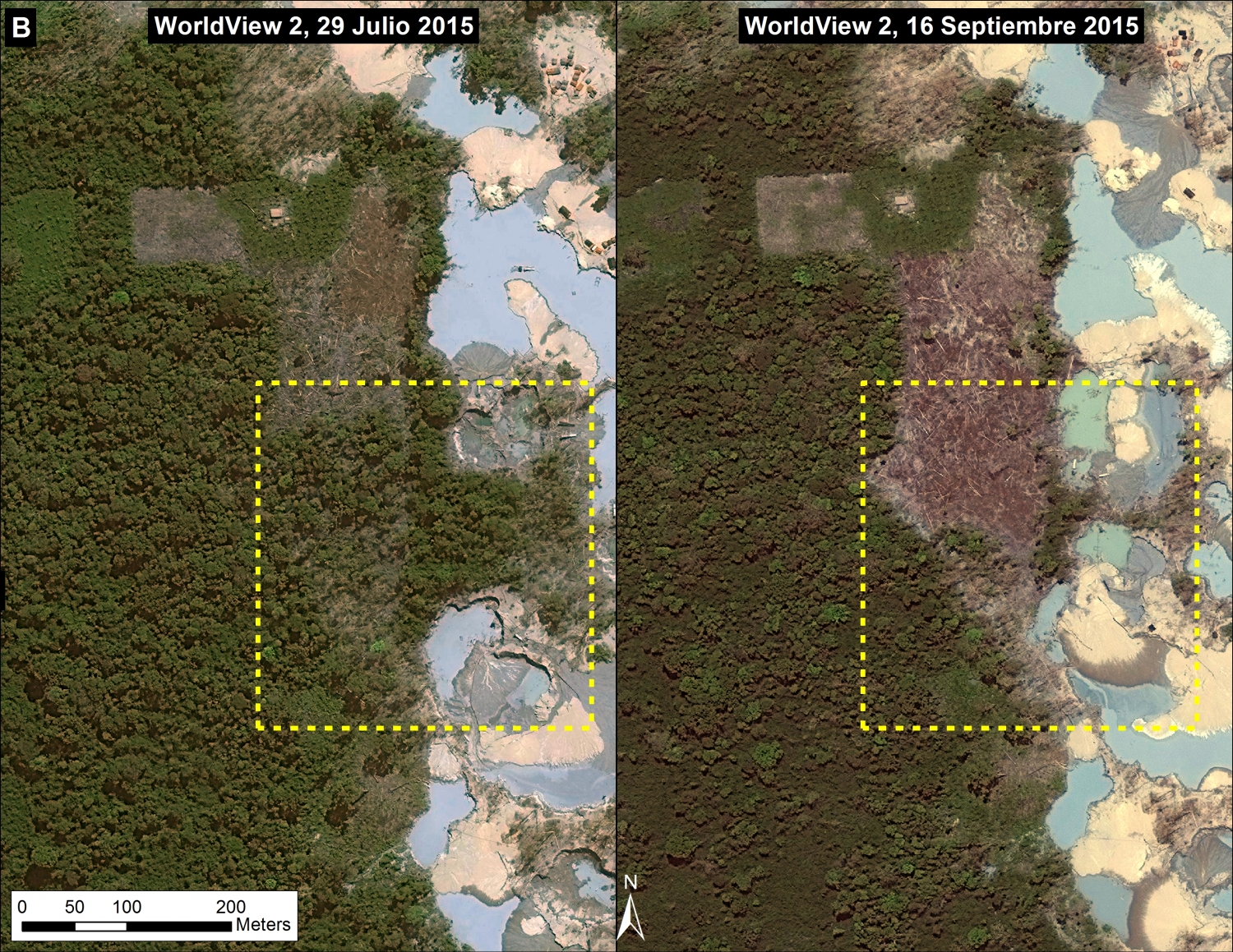 Imagen 17c. Expansión de la deforestación al oeste entre el julio y septiembre de 2015.