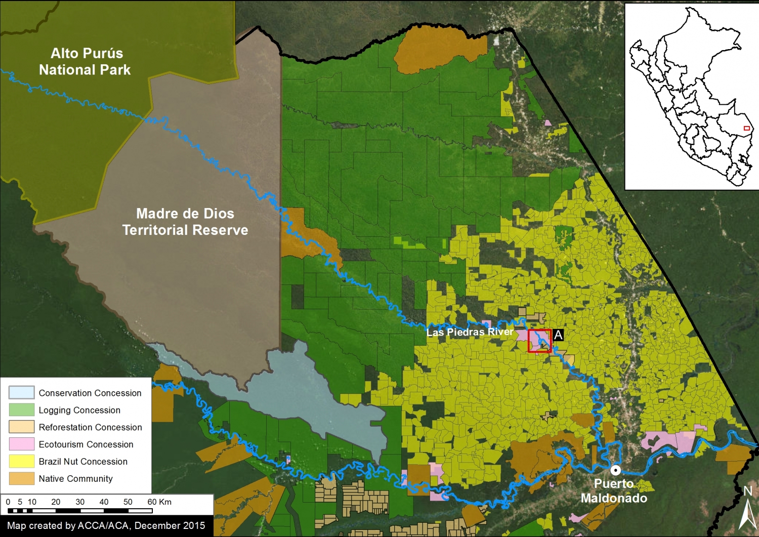 Image Xa. Las Piedras River and surrounding designations. Data: MINAGRI, IBC, SERNANP.