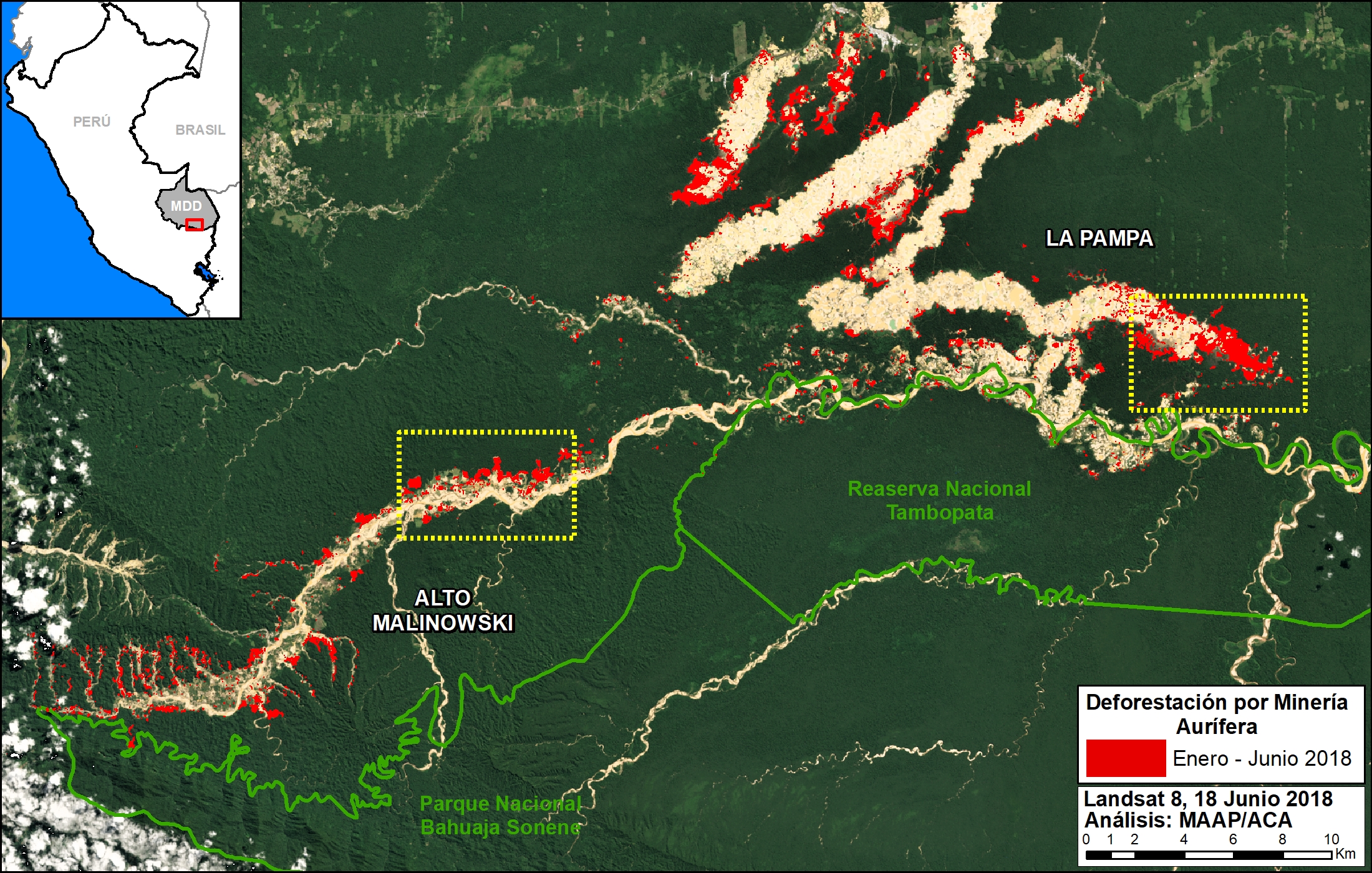 MAAP #87: La Minería Aurífera continúa deforestando la Amazonía Peruana Sur  | MAAP