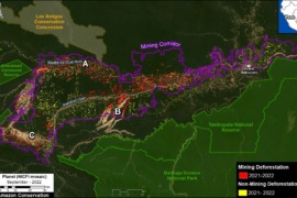 MAAP #171: Deforestation in Mining Corridor of Peruvian Amazon (2021-2022)